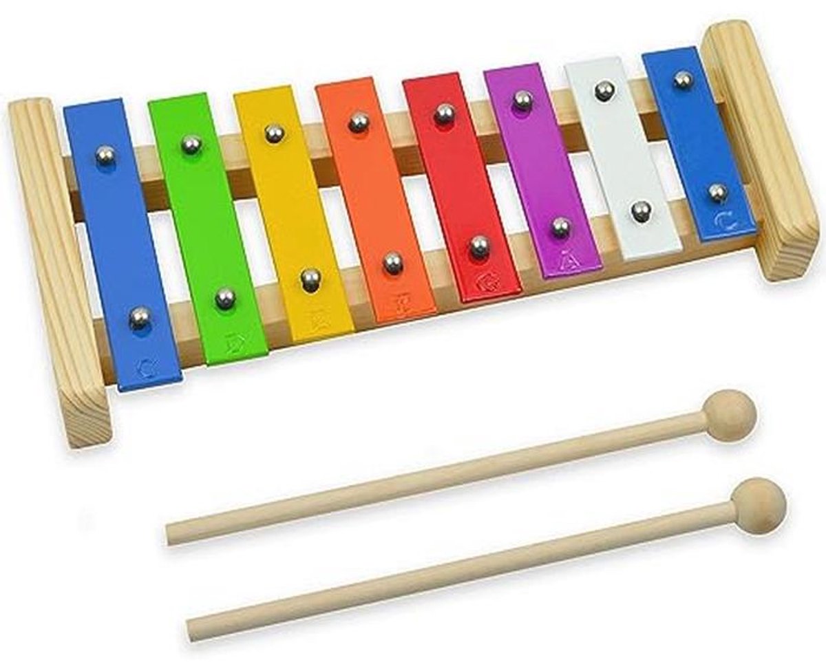Kleurrijke 8-noots diatonische xilofon met houten slaginstrumenten - ideale muziekles voor kinderen