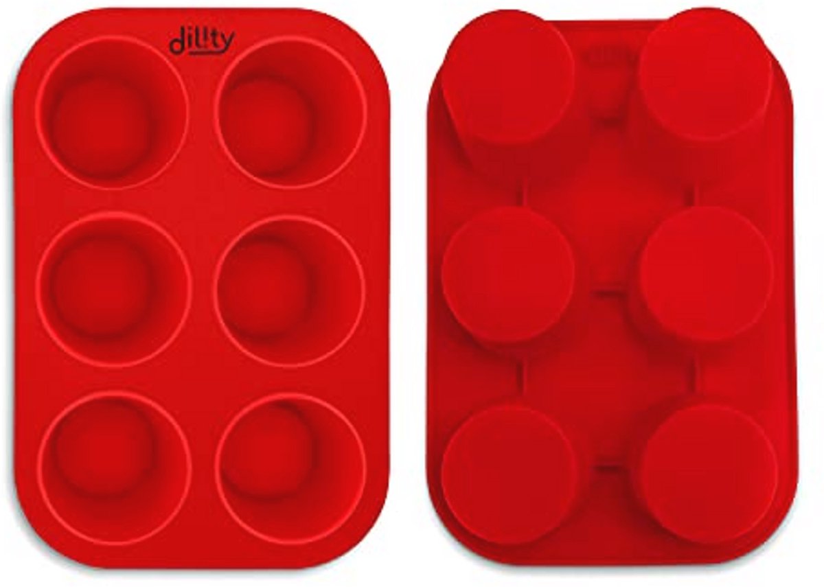 Diepe en Grote Muffinlade met Siliconen Cupcake Mallen - 2-Pack