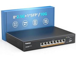 9-poorts 2.5G PoE-switch met 8 PoE-poorten en 10G SFP - Ventilatorloos, Desktop/Rack Mount