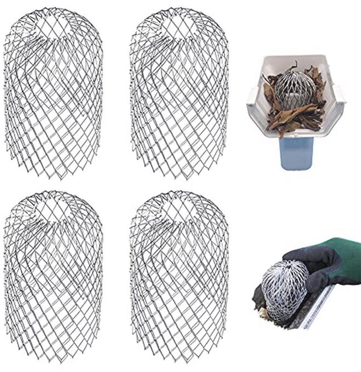 Dakgootbescherming - 4 stuks Aluminium Bladzeef en Regenfilter voor Gootbescherming