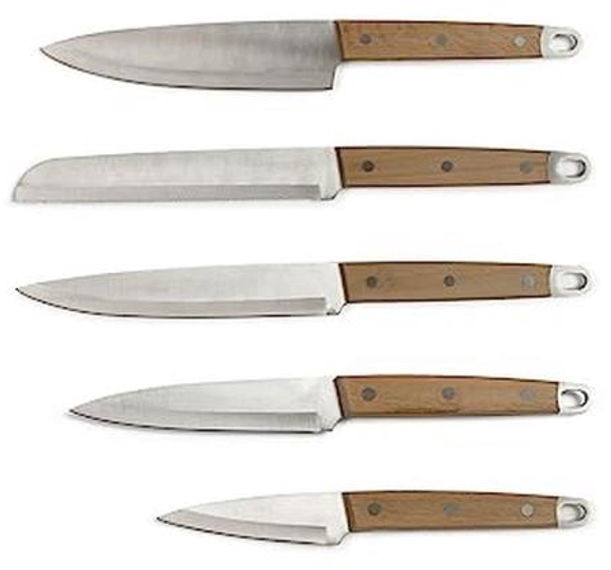 Set van 5 professionele keuken- en snijmessen