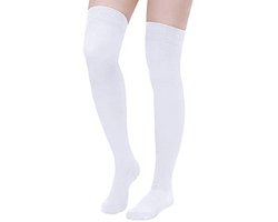 Geyoga 1 paar kniekousen dijbeenkousen voor dames, wit, Medium