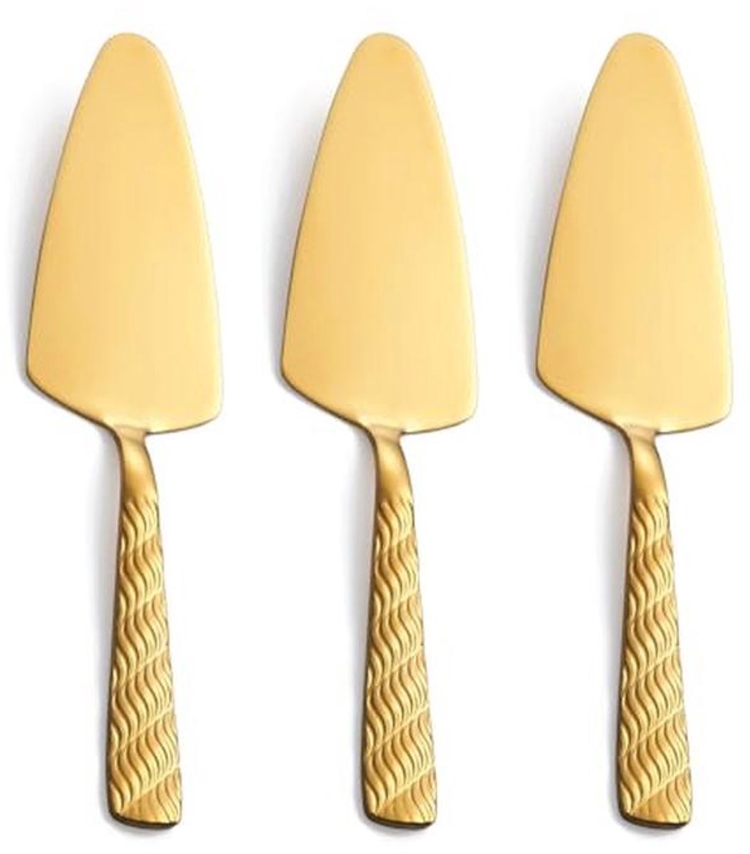 Gouden Taartschep Set van 3 - 24 cm RVS Taartschepers, Geschikt voor Vaatwasser