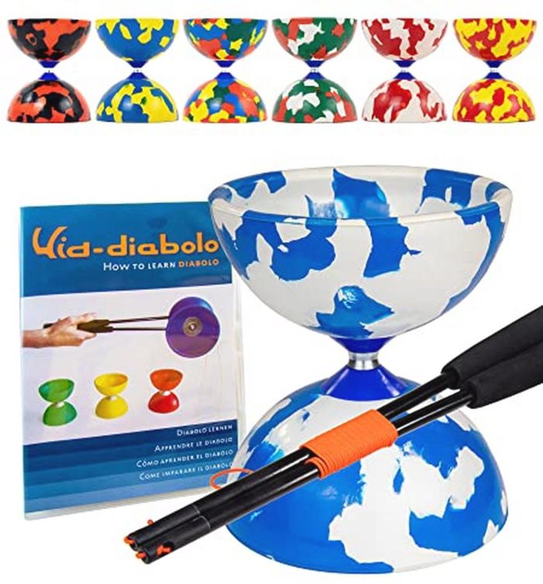 Professionele Diabolo Jongleerset met Superglazen Handstaven en Online Leervideo - Juggle Speelgoed