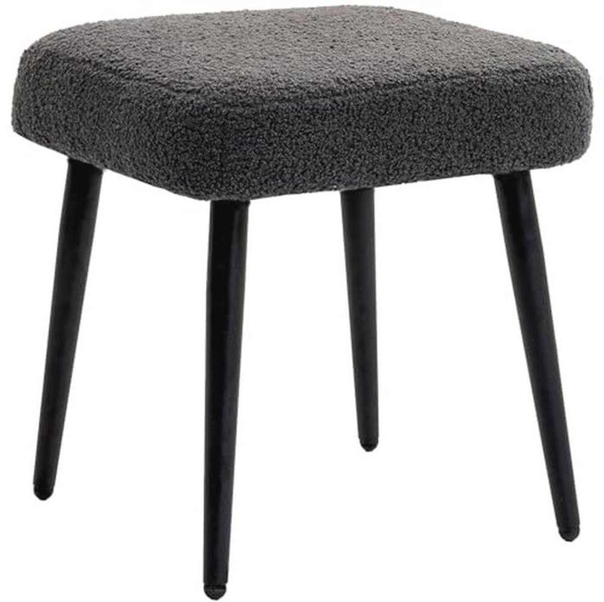 Vierkante Zithocker met Kasjmier-Optiek voor Woonkamer en Slaapkamer - Donkergrijs