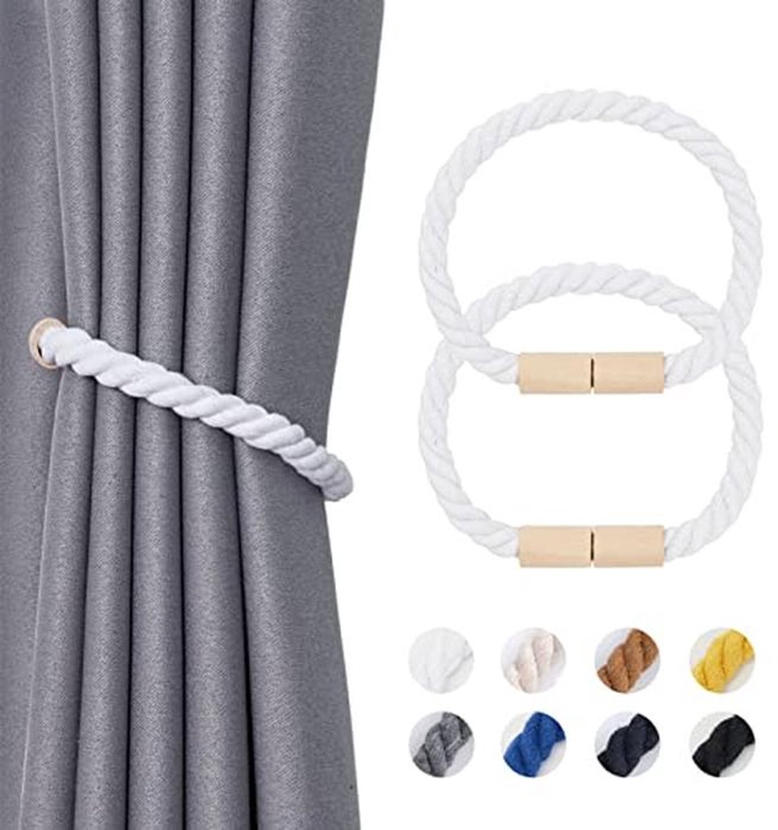 Handgemaakte magnetische gordijnhouders van hout voor boho interieur