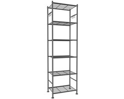 6-Tier Heavy Duty Storage Shelves - Large Capacity Organizer with Adjustable Legs and Hooks, Perfect for Garage, Bedroom, and Balcony