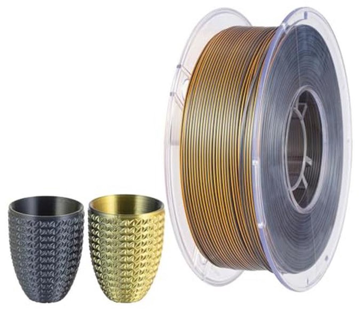 Dual Tweekleurig PLA Filament 1.75mm Zwart/Goud voor 3D Printers - 1KG