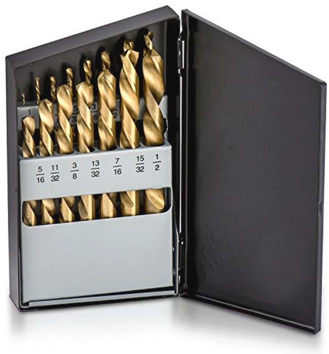 Linkse boorsetset met titanium nitride coating - 15-delige set voor precisieboren