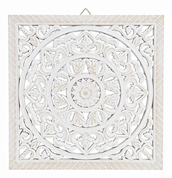 Meinposten Wanddecoratie houten ornament wit Shabby wanddecoratie houten afbeelding ( 45 cm