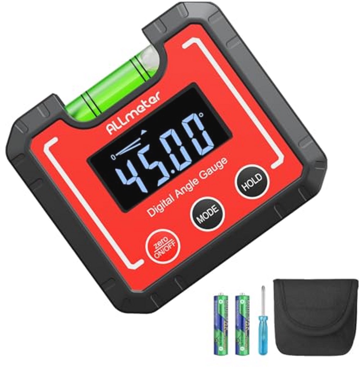 Digitale gradenboog met magnetische basis en VA LCD, waterpas en hellingsmeter