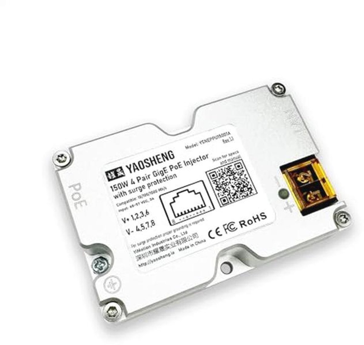 150W Passieve PoE Injector met Overspanningsbeveiliging voor Starlink