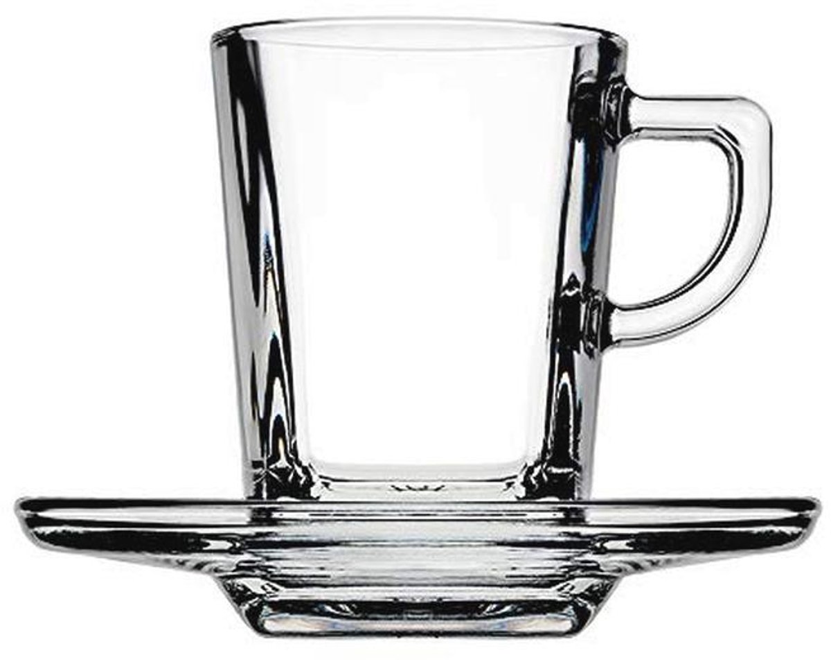 Transparante Espressokopjes met Schoteltjes - Set van 6