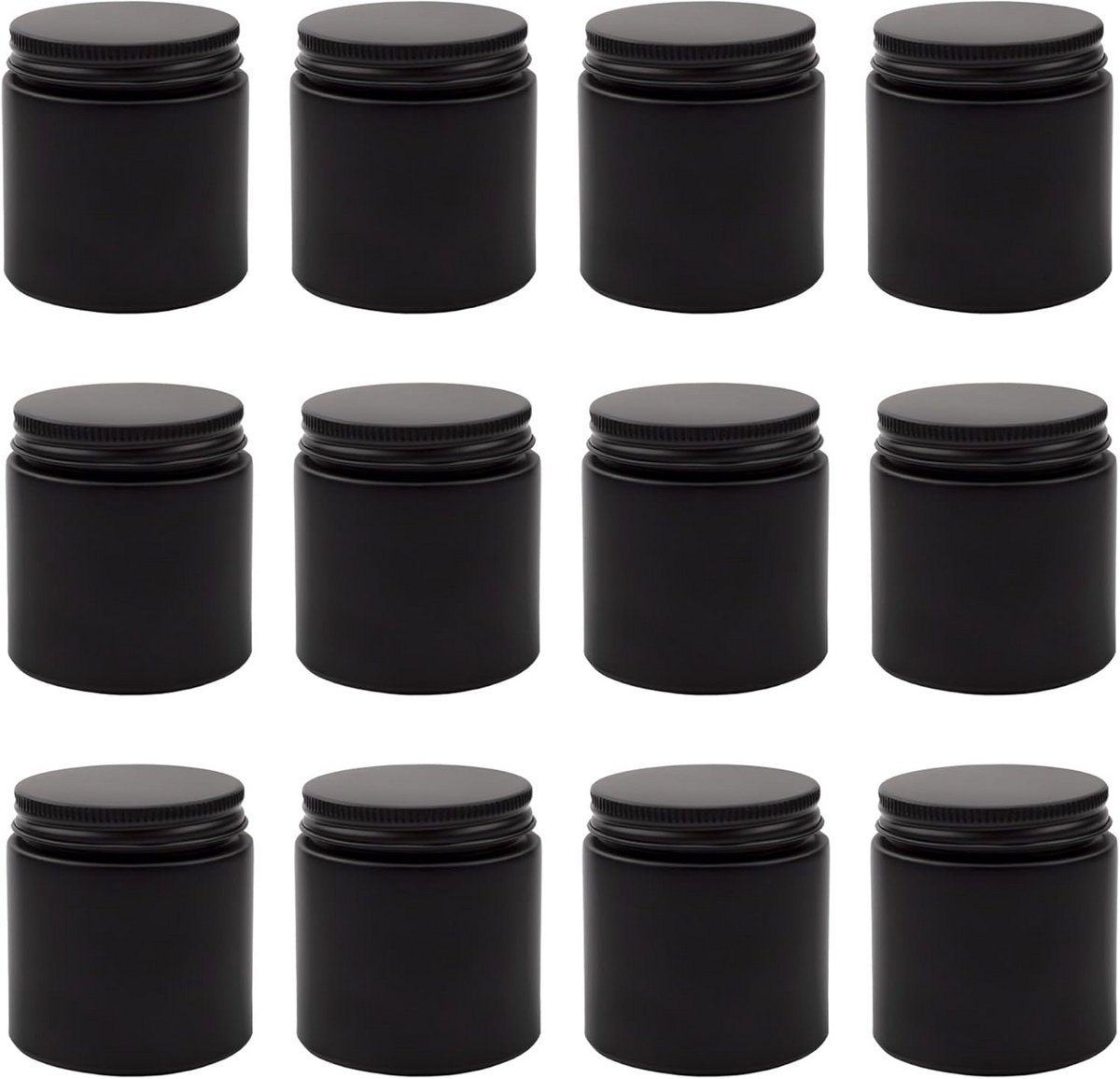 Zwarte gecoate glazen potten 4 oz (12-pack) voor cosmetica en opslag