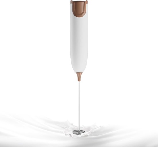 Handheld elektrische melkopschuimer wit