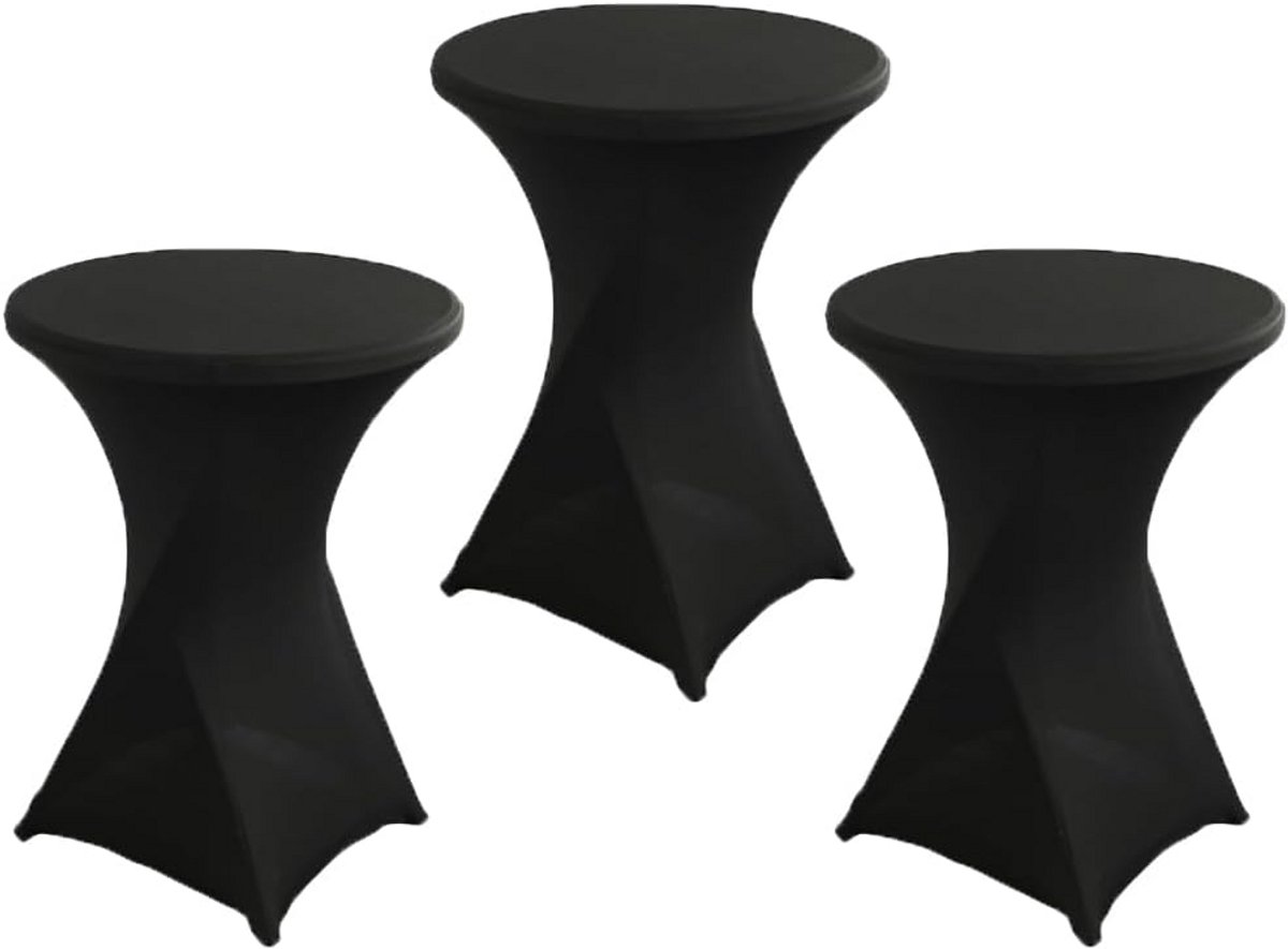 Set van 3 Ronde Stretch Tafelhoezen voor Bistrotafel (Ø 80-85 cm) - Elastisch & Wasbaar Tafelkleed voor Feest of Bar