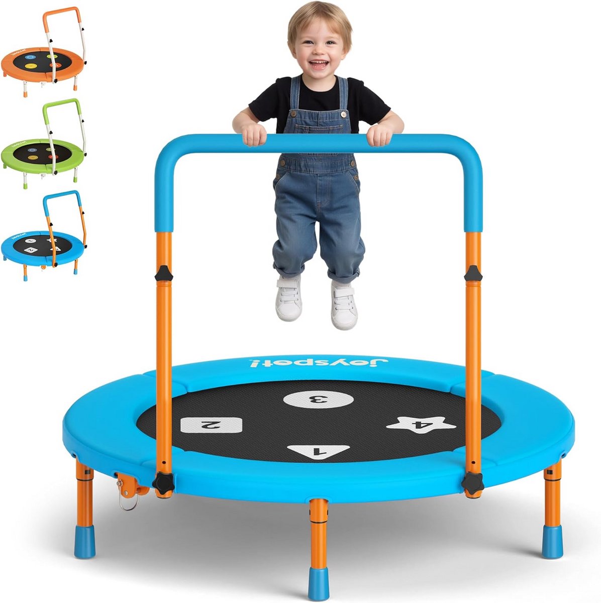 3FT Kinder Trampoline met Verstelbare Handgreep voor Peuters 3-6 Jaar