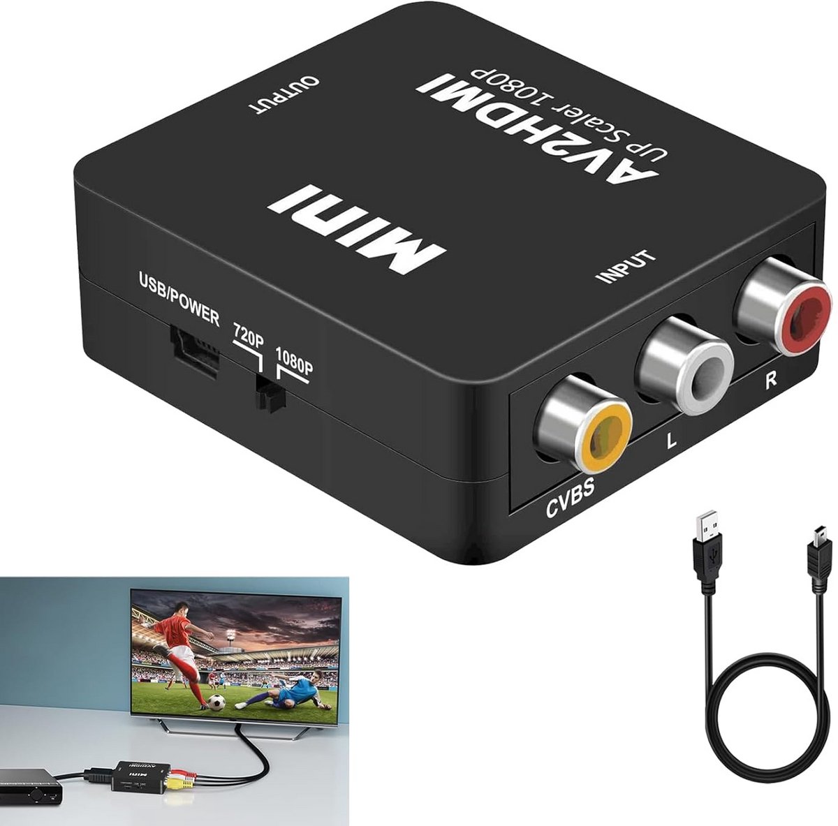 RCA naar HDMI Converter voor 1080P Video en Audio