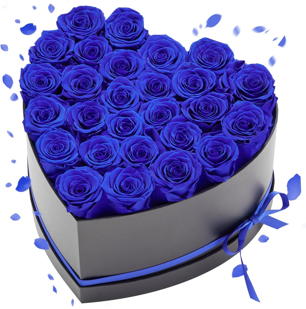 Geconserveerde Rozen - Hartvormige Rozenbox - 27 Stuks - Eeuwige Rozen Boeket - Romantisch Cadeau Voor Haar - Voor Bruiloft Moederdag Valentijnsdag - Koningsblauw