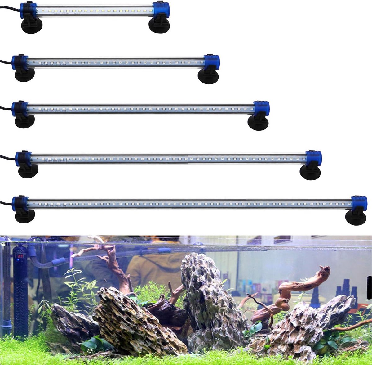 Verstelbare LED Aquarium Verlichting Wit of Blauw voor Vistank