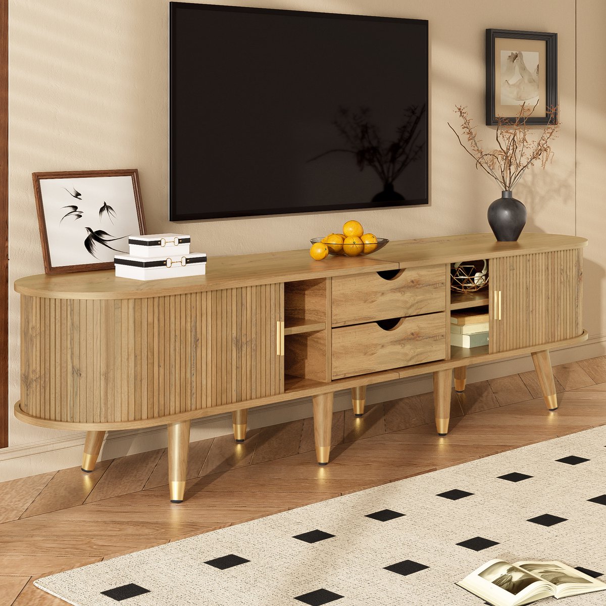 Commode HWC-M35, Armoire Sideboard Highboard, compartiments de