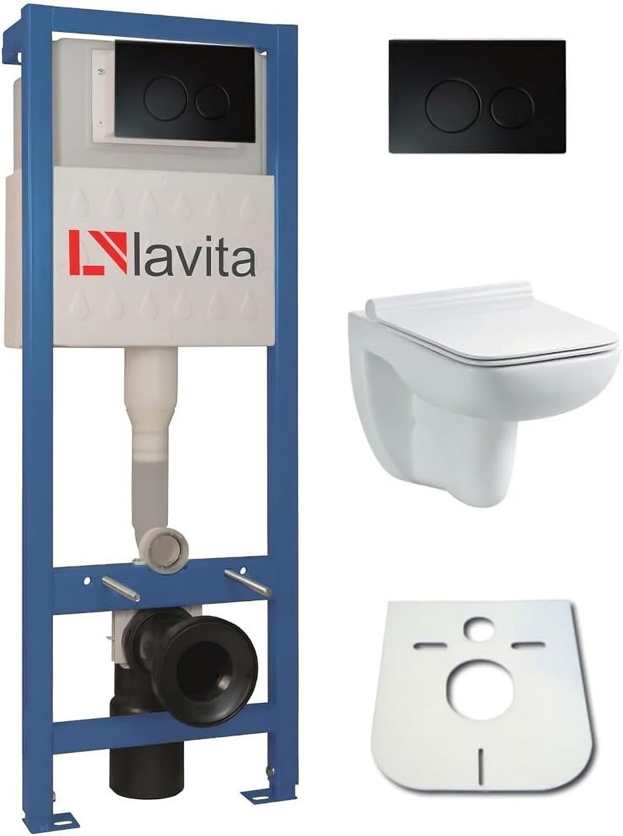 Complete Wandcloset Set met Inbouwframe, Dubbele Spoeloptie en Slimme Toiletpot