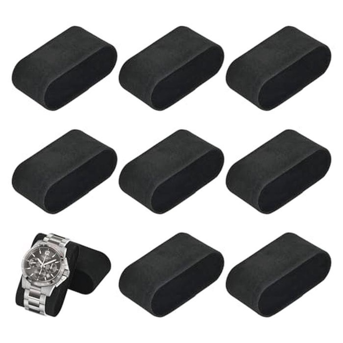 Horloge kussen set van 8 - Zwart, ideaal voor het tonen en opbergen van horloges en sieraden