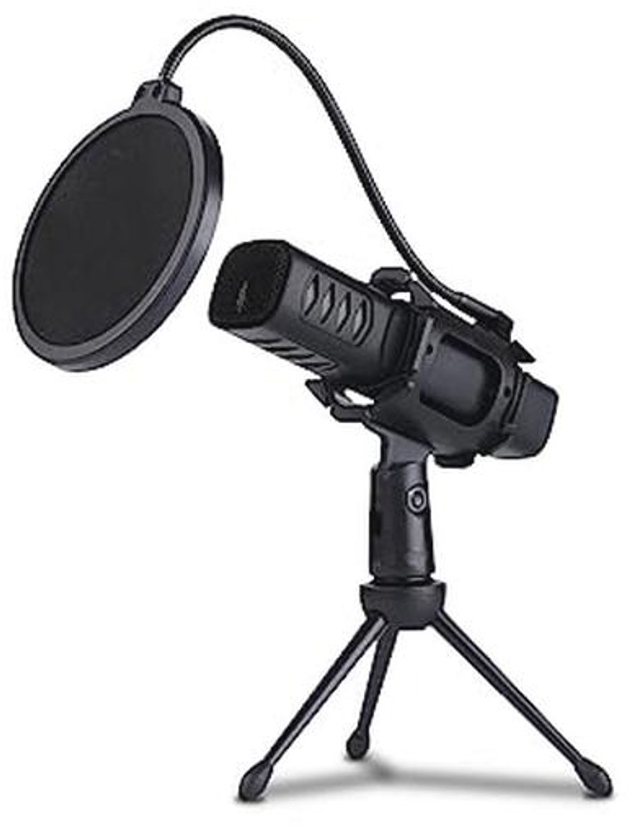 USB Condensator Microfoon met Statief en Popfilter voor PC/Mac/PS4-5 - Plug & Play voor Streaming en Podcasting