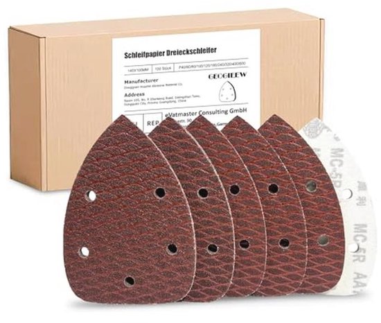 Driehoekig schuurpapier 100 stuks 140 x 90 mm - Deltaschuurpapier met