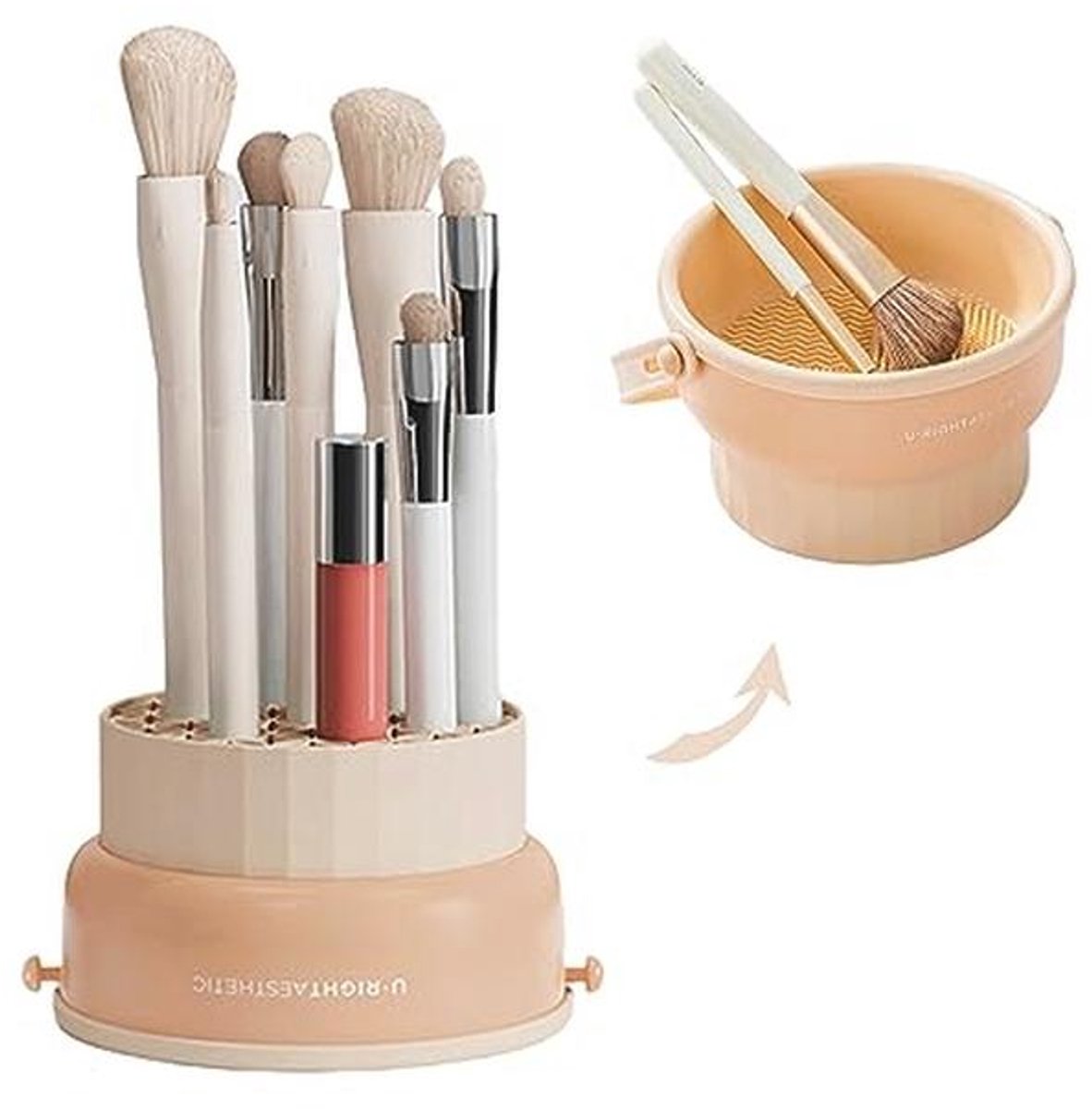 3-in-1 Siliconen Make-up Borstel Reiniger en Droger - Cosmetisch Reinigingsgereedschap voor Make-up Borstels