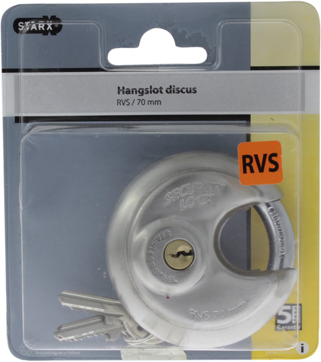 Starx hangslot - discus - ÃƒËœ70 - RVS