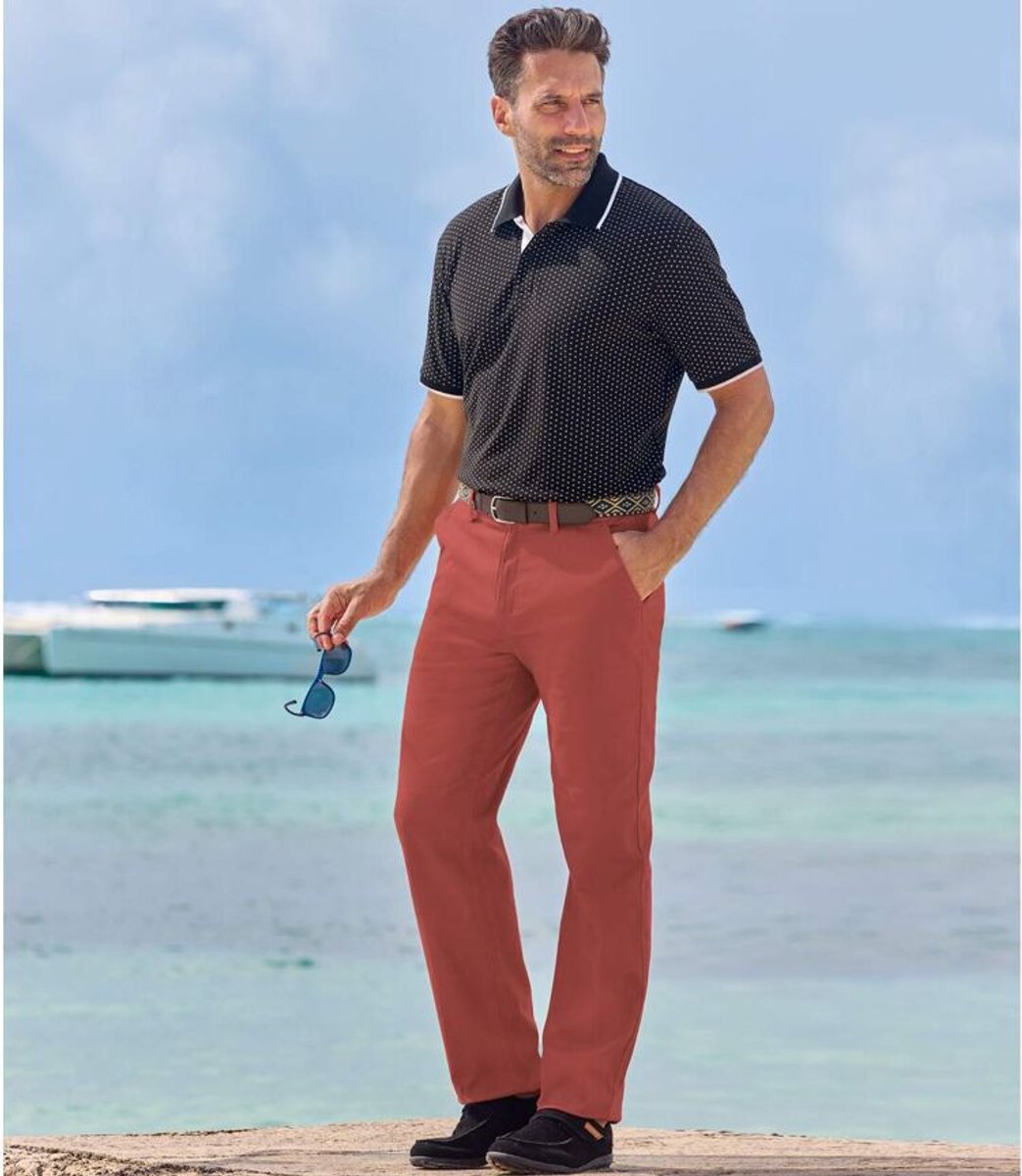 ATLAS FOR MEN - Terracotta regular chinobroek met stretch - Heren - Verkrijgbaar in grote maten - W32