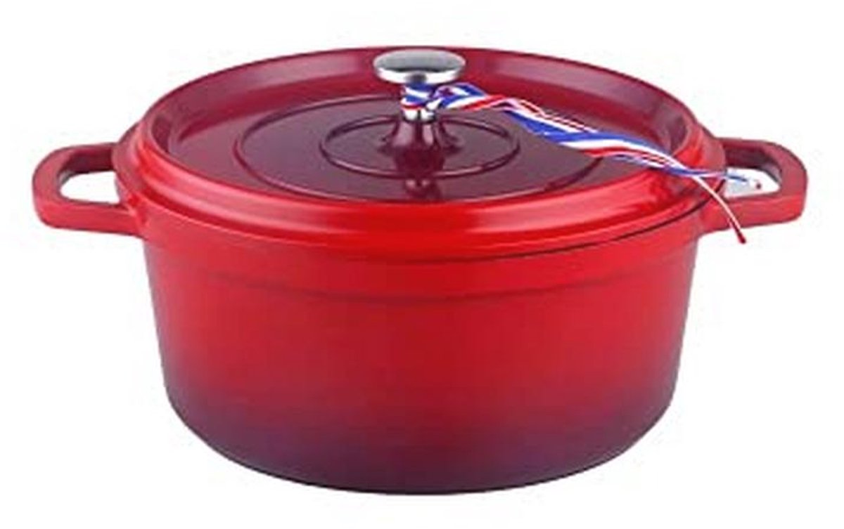 Stoofpan Ø 20 Cm Rond Rood Gevlamd Aluminium met Steencoating - Voor Alle Warmtebronnen