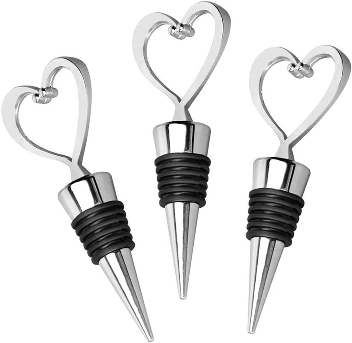 Sander Shop 3 Metal Heart-Shaped Bottle Stoppers