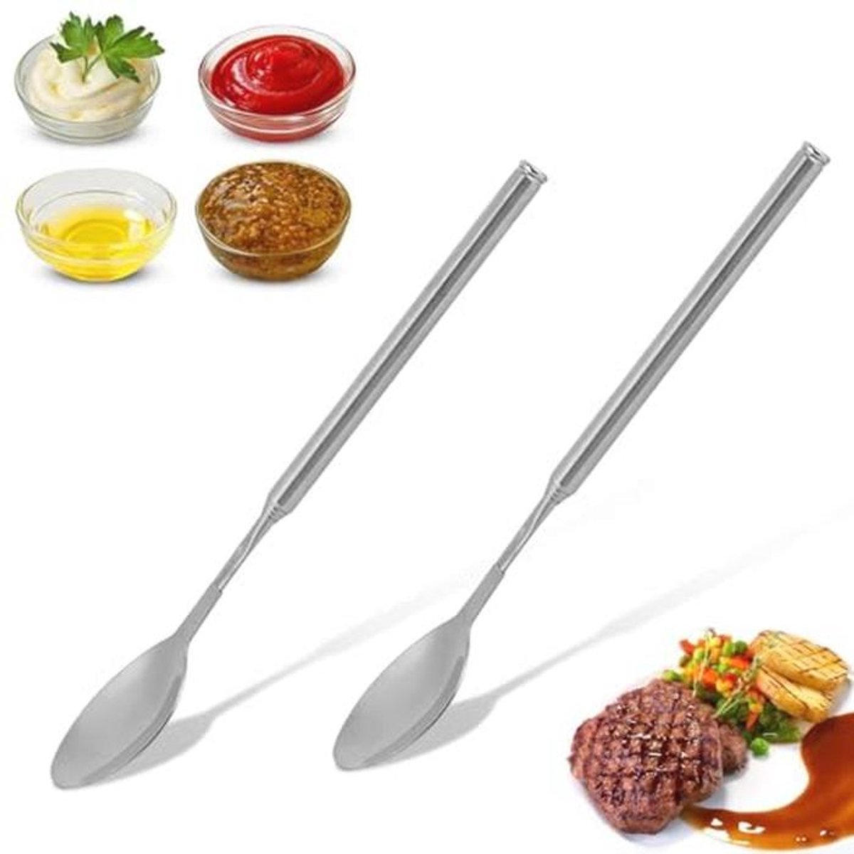 Verstelbare RVS Kooklepel 62 cm - Telescopische Lepel voor Barbecue en Keuken