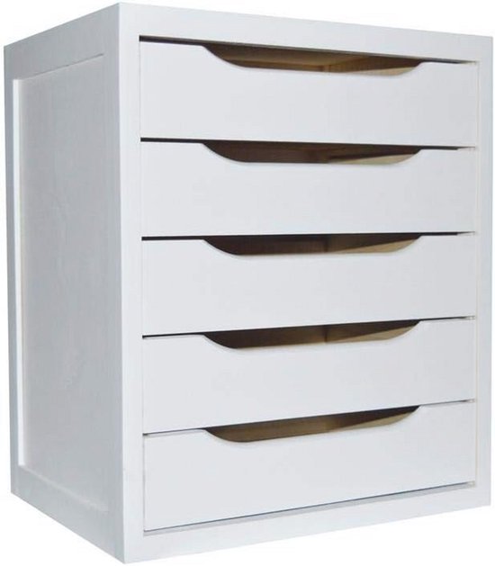 UEV – Commode 5 tiroirs 60x34x110cm – MDF bleu marine – Motif lignes – Style scandinave élégant pour salon, chambre, salle à manger