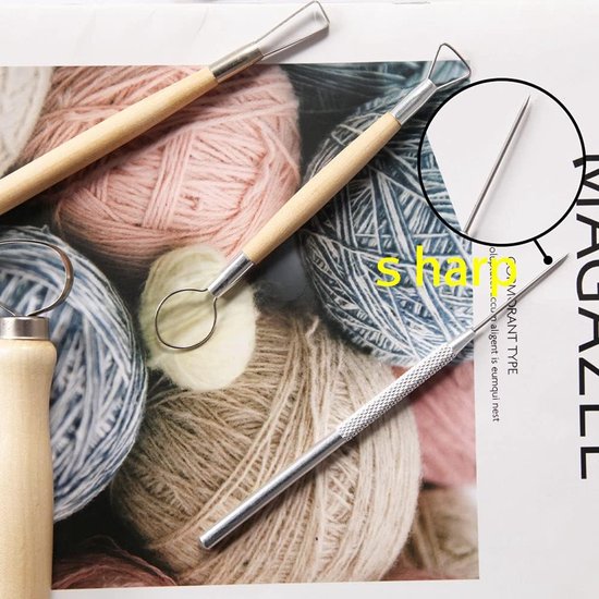 Kleigereedschappen 13-delige aardewerkgereedschapsset Hout en metaal Polymeerkleigereedschappen Beeldhouwengereedschappen Kleimodelleringsgereedschappen voor volwassenen Beginners Aardewerk Keramiek Sculptuur, snijwerk, schraper van Merkloos	 — afbeelding 2