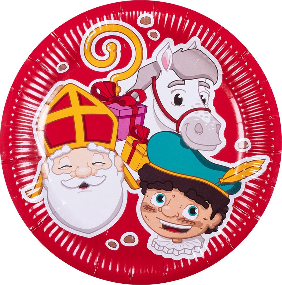 Scoby - Sinterklaas feestbordjes - Papieren servies - Party Plates - 23CM - Rood - 12 Stuks