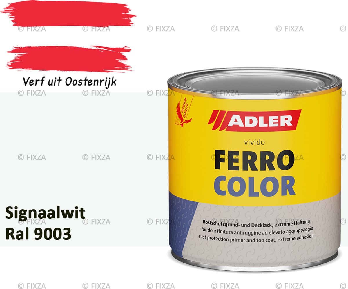 ADLER Ferrocolor 3in1 roestwerende verf – 2,5 Liter – Signaalwit – Grondverf en aflak in één – Voor binnen & buiten – Voor ijzer, staal, zink & aluminium – Milieuvriendelijk – Zonder primer