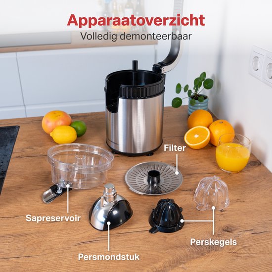 AoraKitchen Citruspers - Sinaasappelpers Elektrisch - 600ML - Citroenpers - 160W - Sapcentrifuge - 2 Perskegels van Merkloos — afbeelding 3