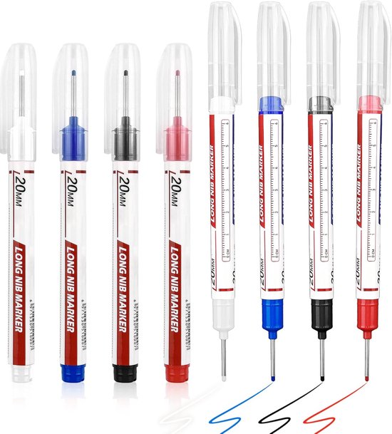 8pcs Diepe Gat Markers - 20mm Boorgat Marker - Extra Lange Tip voor