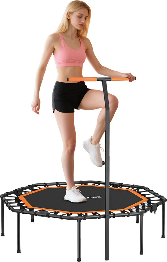SPORTNOW Fitness Trampoline Staal, Kunststof 128L x 120B x 98-126H cm Zwart+Oranje