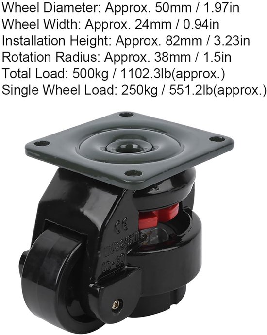 Caster - Plate Casters - 4 Piece - Level Adjustment - Heavy Duty ...