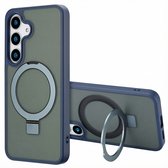 Étui Accezz adapté à la coque Samsung Galaxy S25 Plus - Coque arrière avec support à Ring Accezz adaptée à MagSafe - bleu