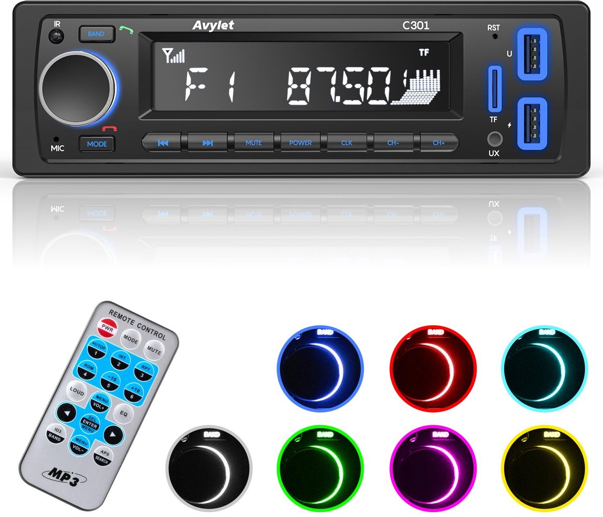 C301 Autoradio met Bluetooth - Handsfree bellen - Autoradio met Bluetooth voor alle auto's - 1 din Autoradio - USB Oplaad poort - 4 x 60 Watt - Audio streamen - FM Radio - Afstandsbediening