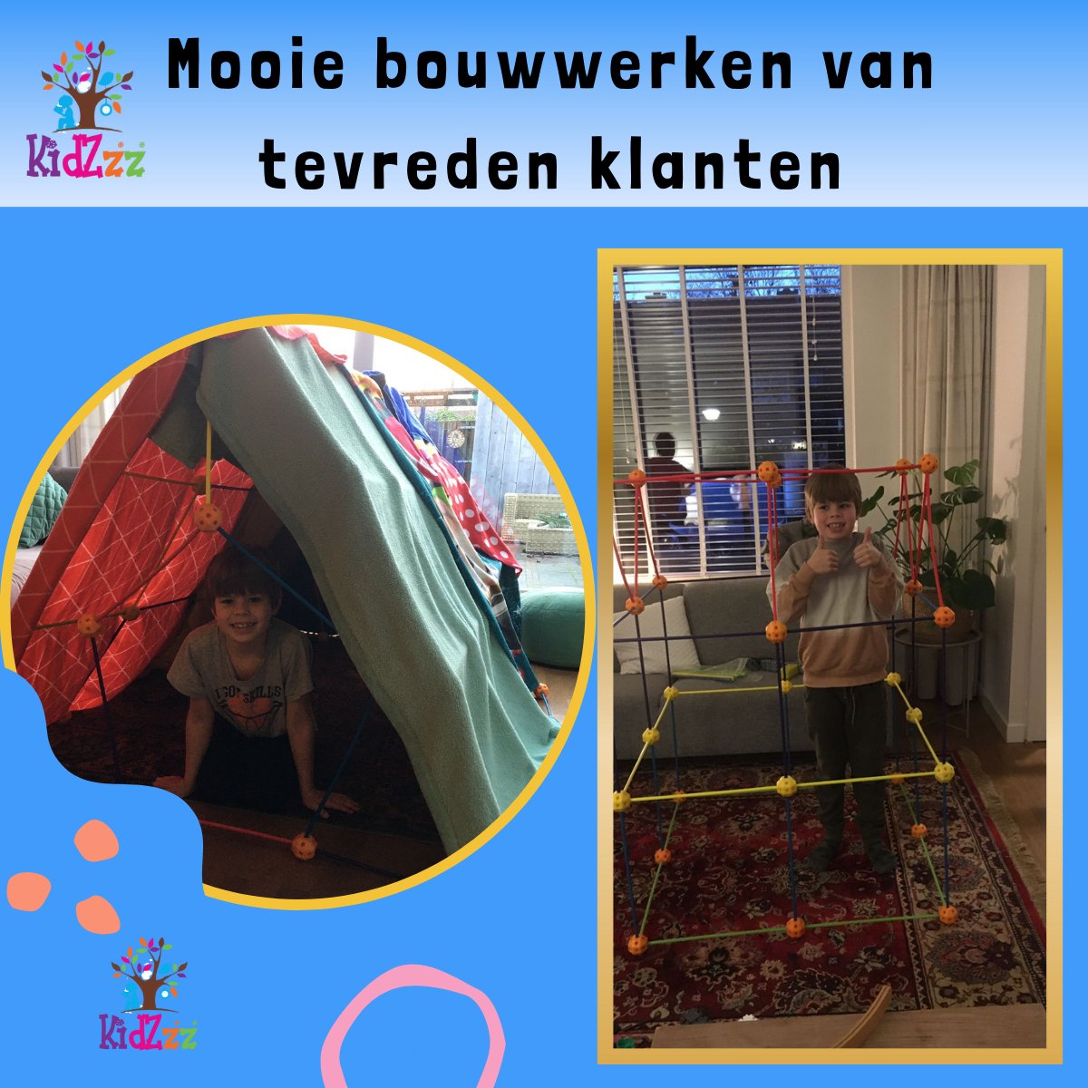 KidZzz® Gigafort XXL Uitbreidingsset - Bouw nóg grotere forten- Uitbreiding - Upgrade - Set met Extra lange Stokken - Extra grote Draagtas - Bouwspeelgoed - Hut bouwen - Speeltent - STEM speelgoed - Constructiespeelgoed - Bouwset - 45 onderdelen — afbeelding 18