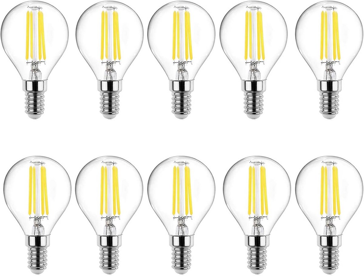 10 Stuks E14 4W LED Lamp - Vervangt 40W Gloeilamp - 400 Lumen - 3000K Warm Wit Licht - Mini Bolvormige Lamp - Duidelijk Glas - 220V-240V