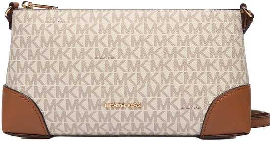 Michael Kors Petit Sac Crossbody / Sac à Bandoulière Femme - Murphy - Imprimé Logo - Vanilla/AcDonker Groenn