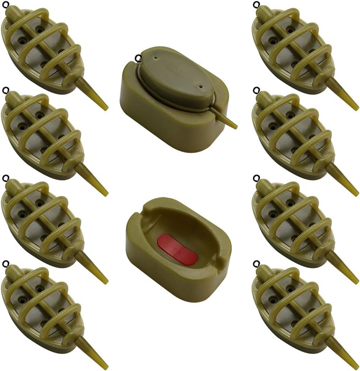 8 Stuks Visvoerset - Inline Feeder voor Karpervissen - Kunststof Voedermand met Aasvorm - Ideaal voor Vissers