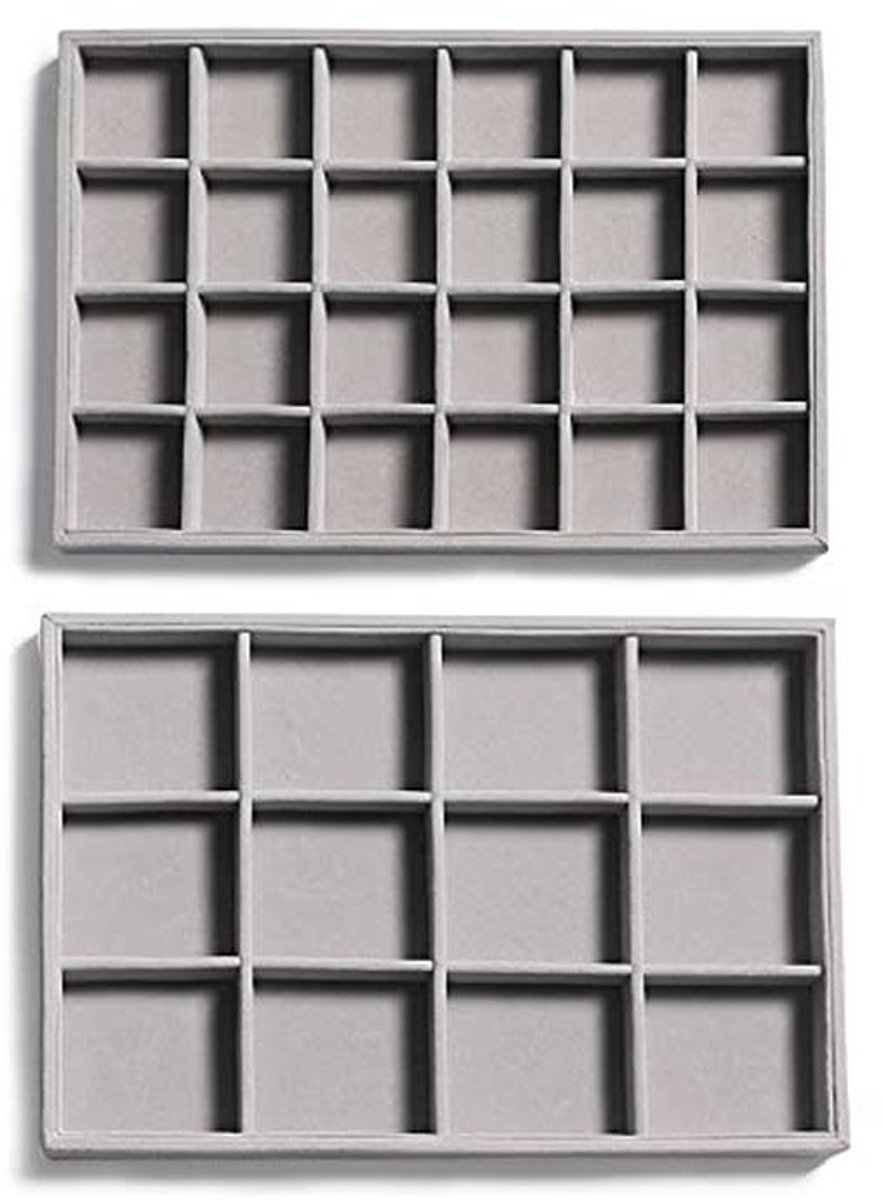 Stapelige Fluwelen Sieraden Organizer Tray voor Lades - Set van 2